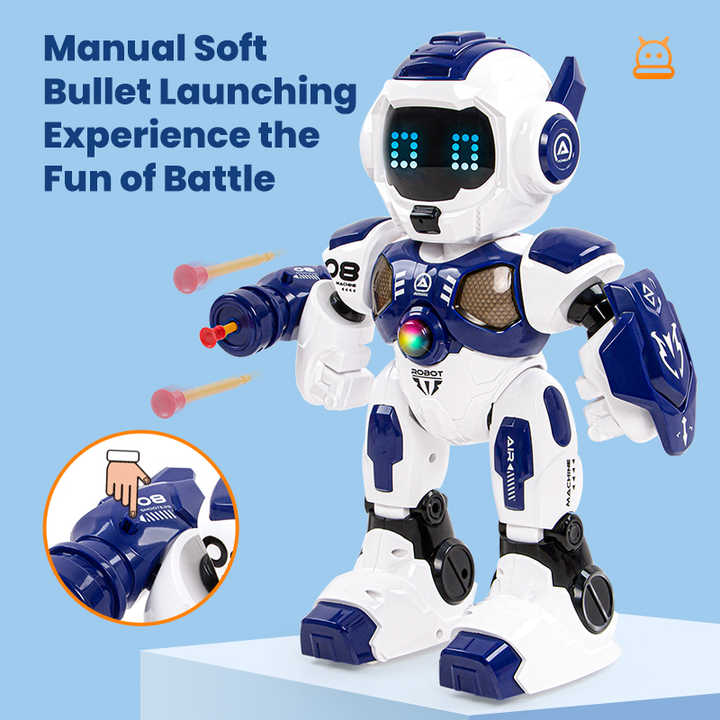 JJRC K17 Intelligent RC Robot Shooting Walking Programmable Smart Cute Robot Cartoon Toy LED Lights Multi-function Robots