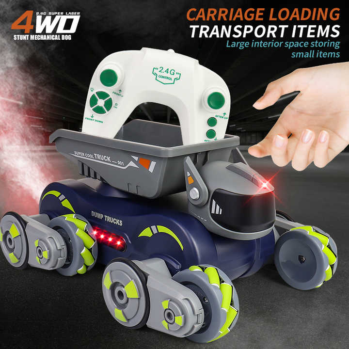RC Robot Dog Toy 2 in 1 Transport Car Toys With Light Spray Smart Dog Rc Truck Car Boy Gifts