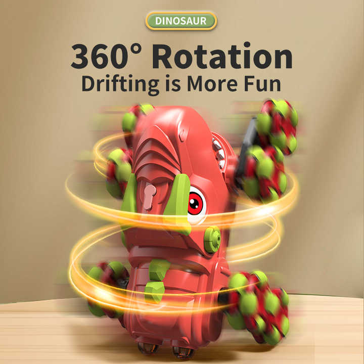 2025 New Product 2.4G 11 CH RC Dinosaur Spray Stunt Car with Real Sound 360° Rotation Remote control car Boys Gift