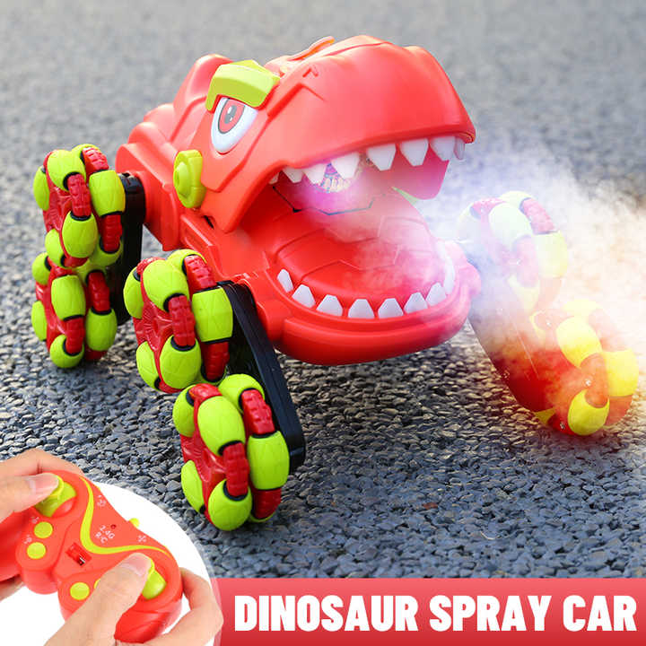 2025 New Product 2.4G 11 CH RC Dinosaur Spray Stunt Car with Real Sound 360° Rotation Remote control car Boys Gift