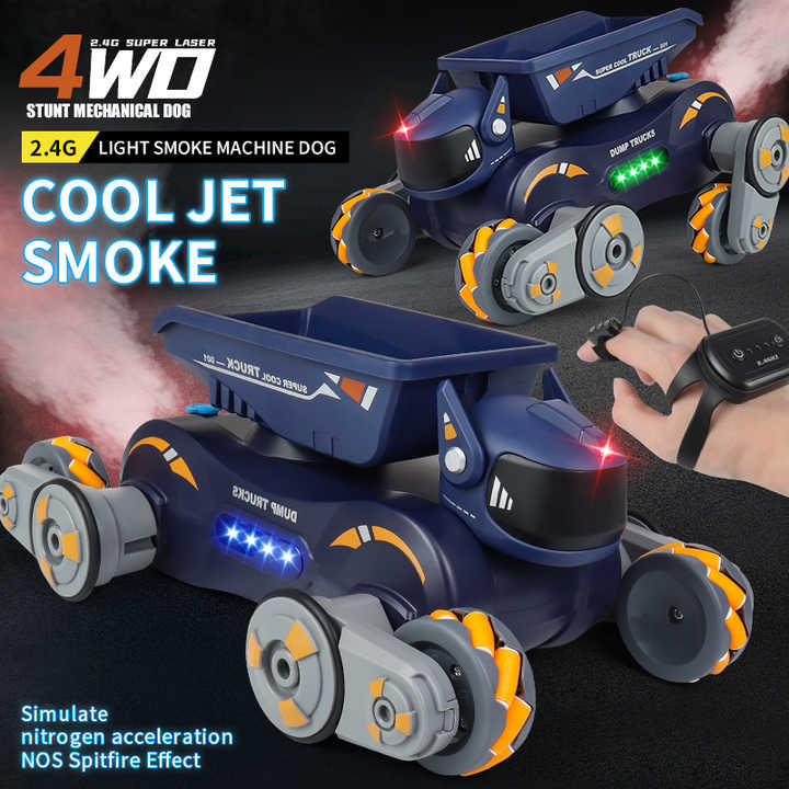 RC Robot Dog Toy 2 in 1 Transport Car Toys With Light Spray Smart Dog Rc Truck Car Boy Gifts