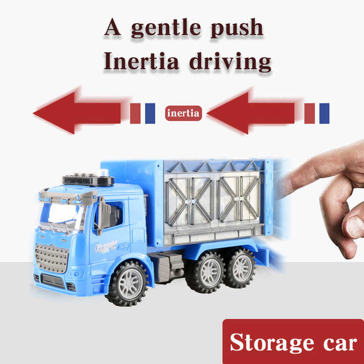 3-in-1 Friction Power Toy Vehicle in Carrier Truck 1:14 Plastic Window Box Unisex ABS Toy Truck Car with Bioplastic Material