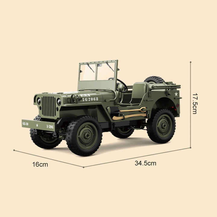 Kaidiwei 1:10 Military RC Car Willis Jeep Off-Road Assault Chariot Unisex Toy for Kids Made Plastic With LED Lights