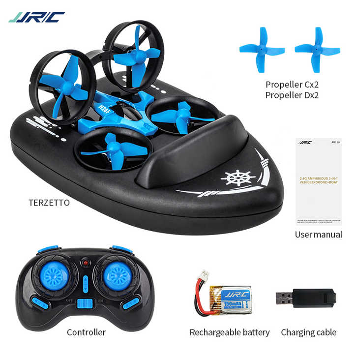 1/20 2.4G 3 in 1 RC Vehicle Flying Drone Land Driving Boat Quadcopter Model Toys JJRC Terzetto