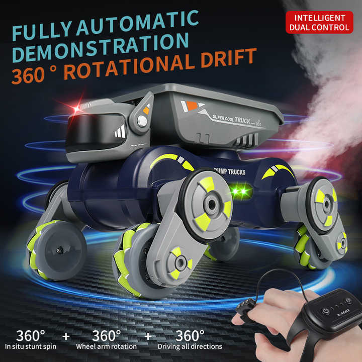 RC Robot Dog Toy 2 in 1 Transport Car Toys With Light Spray Smart Dog Rc Truck Car Boy Gifts