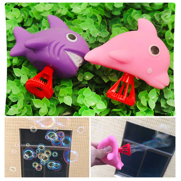 Summer Toy Rubber Animal Purple pink Shark Toys Bubble Maker Baby Toys Plastic Color Design Material