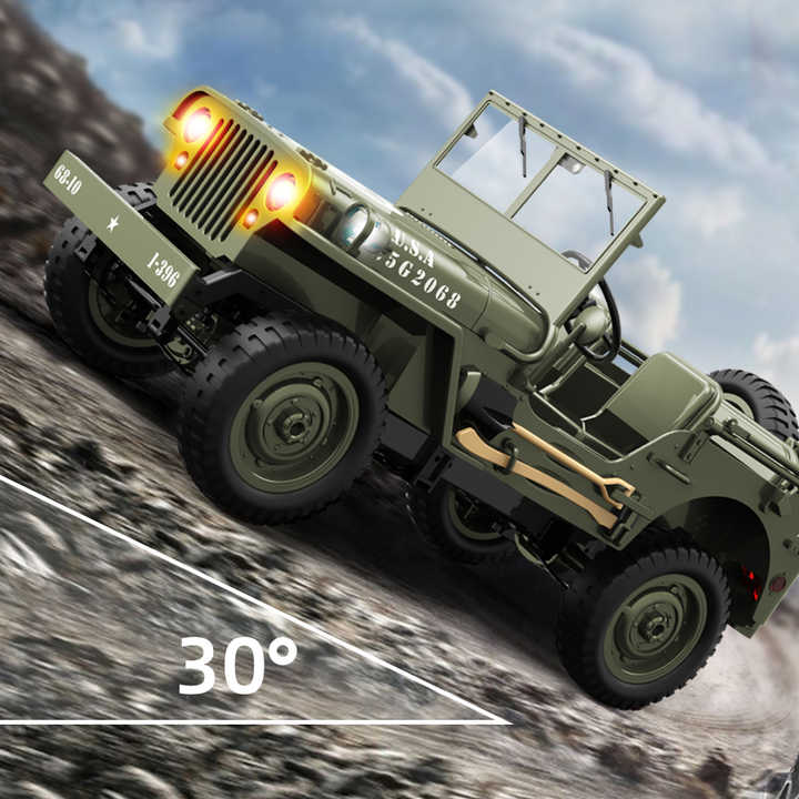 Kaidiwei 1:10 Military RC Car Willis Jeep Off-Road Assault Chariot Unisex Toy for Kids Made Plastic With LED Lights