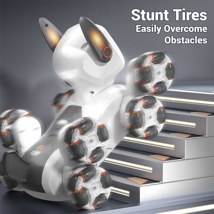 New 8-wheel RC Intelligent Stunt Mechanical Robot Dog Toy With LED Eye and Ear Lights Gesture Sensing RC Stunt Car Toy for Kids