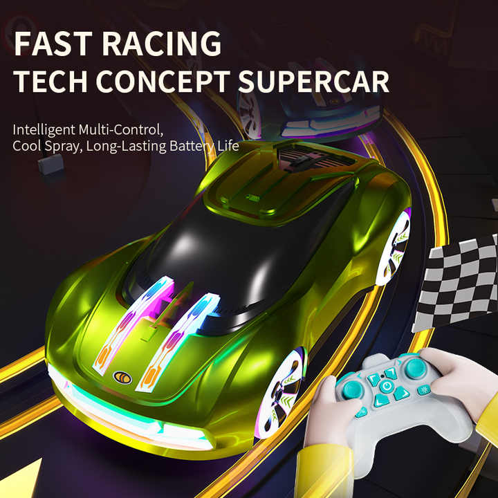 New Intelligent Light Spray Remote Control Car New Energy Concept Technology Sports Drift RC Car with Cool Lights Dynamic Music