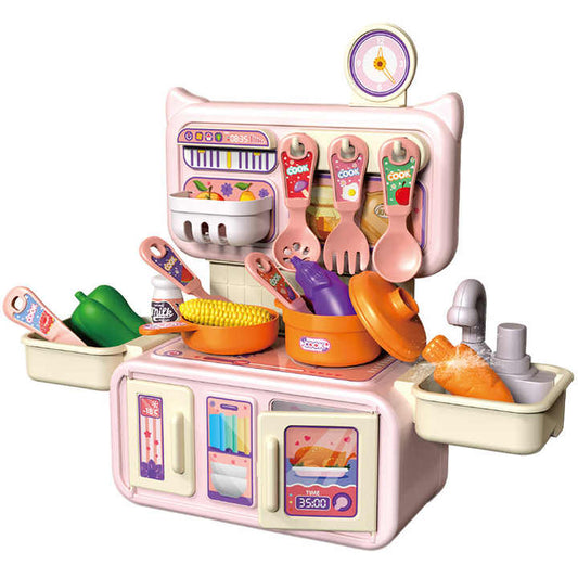 Children's Playhouse Kitchen Toy Set Simulation Mini Spray Water Kitchen Table Cooking Girls Toys