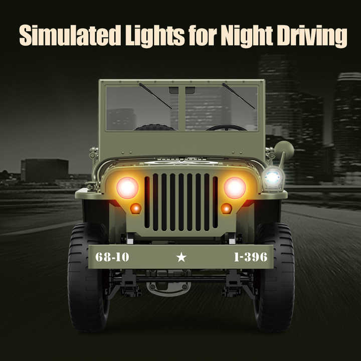Kaidiwei 1:10 Military RC Car Willis Jeep Off-Road Assault Chariot Unisex Toy for Kids Made Plastic With LED Lights