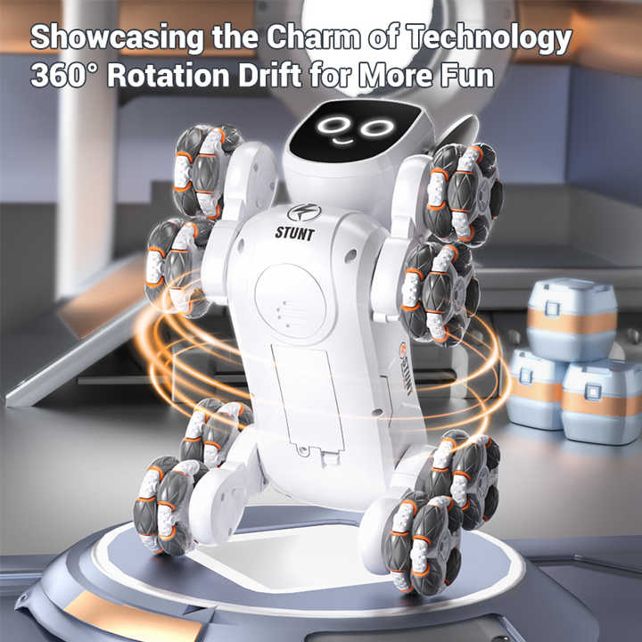 New 8-wheel RC Intelligent Stunt Mechanical Robot Dog Toy With LED Eye and Ear Lights Gesture Sensing RC Stunt Car Toy for Kids