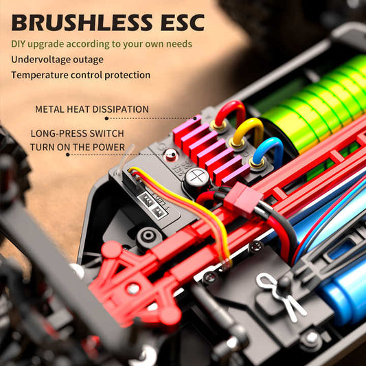 1/16 D884 Max RC Car Carbon Brush 4WD 80KM/H Racing Car 2.4G High Speed RC Car Off-Road Drift Remote Control Toys with 2 Battery