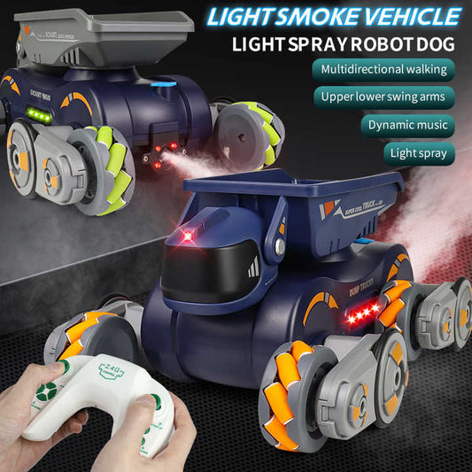 RC Robot Dog Toy 2 in 1 Transport Car Toys With Light Spray Remote Control Toys Smart Dog Rc Truck Car