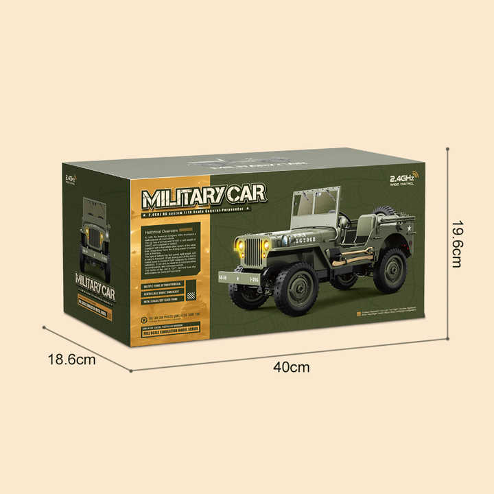 Kaidiwei 1:10 Military RC Car Willis Jeep Off-Road Assault Chariot Unisex Toy for Kids Made Plastic With LED Lights