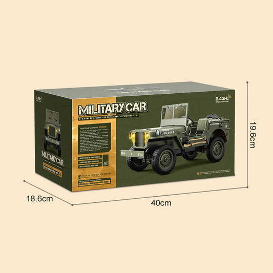 Kaidiwei 1:10 Military RC Car Willis Jeep Off-Road Assault Chariot Unisex Toy for Kids Made Plastic With LED Lights