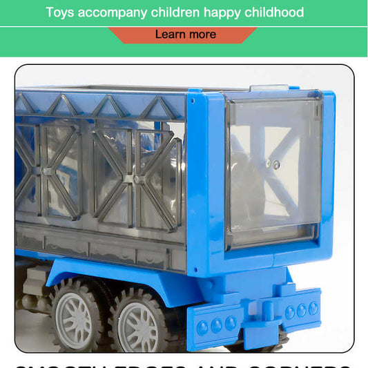 3-in-1 Friction Power Toy Vehicle in Carrier Truck 1:14 Plastic Window Box Unisex ABS Toy Truck Car with Bioplastic Material