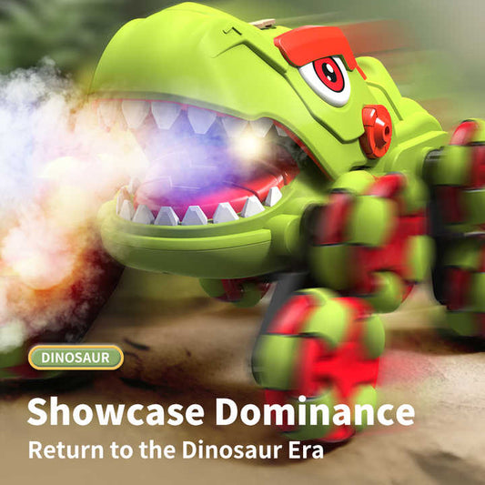 2025 New Product 2.4G 11 CH RC Dinosaur Spray Stunt Car with Real Sound 360° Rotation Remote control car Boys Gift